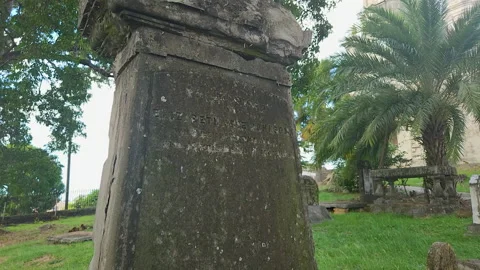 Old weathered headstone, St. John Cathedral, Antigua Stock Footage 232844310