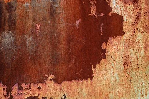 Old weathered metallic rusty texture. With peeling paint. Stock Photos
