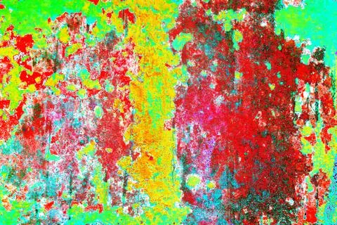 Old weathered painted wall background texture. Peeling plaster wall with fa.. Illustrazione stock