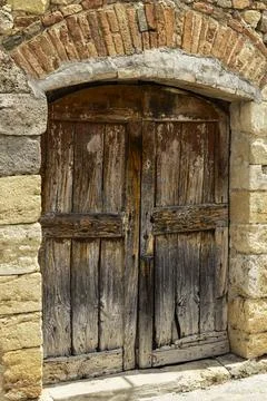 Old Weathered Two-Wing Cellar Door Stock Photos