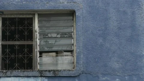 Old weathered windows of abandoned building near Sudi Mampir market Stock Footage 156997352