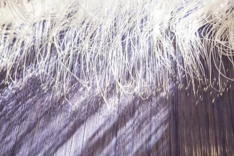 Old weaving Loom and thread of yarn. Stock Photos