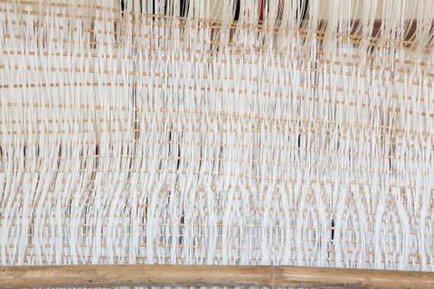 Old weaving Loom and thread of yarn. Stock Photos