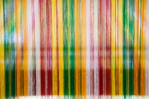Old weaving Loom and thread of yarn. Stock Photos