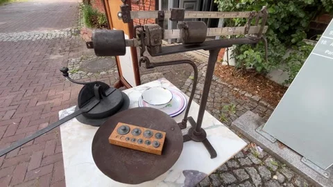 Old Weighing Equipment with Mechanical Scale and Metal Weights Video stock 341968208
