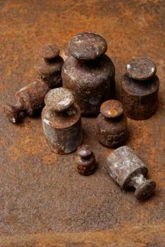 Old weights for scales Stock Photos