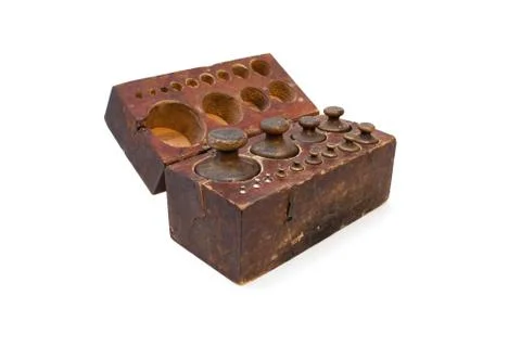 Old weights on white background Stock Photos