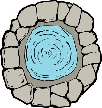 Old Well Full of Water Stock Illustration