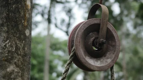 Old well mechanism for pulling bucket Stock-Footage 60723325