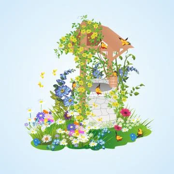 Old wells Illustrazione stock