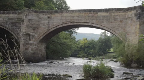 Old Welsh Bridge Over The River Dee Stock Footage 60255881