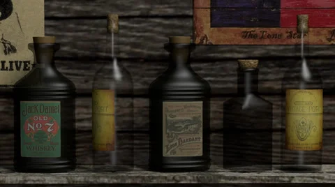 Old West Cowboy Bar Map Gun 3D Animation Stock Footage 32968803