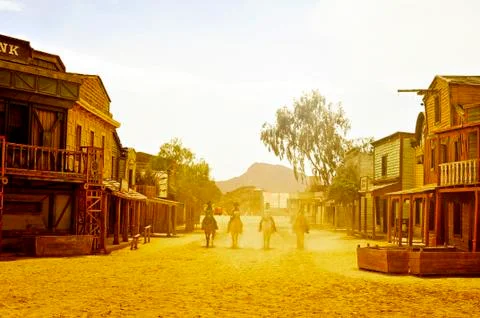 Old west town in fort bravo/texas hollywood, in spain Stock Photos