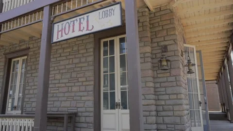 Old western hotel front facade Stock Footage 196897028