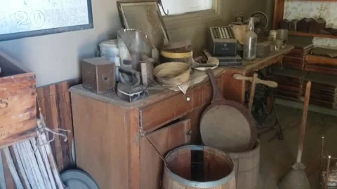 Old Western House Interior at Silver City Ghost Town California Video stock 244815117