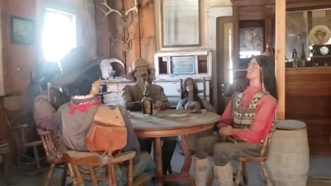 Old Western Silver City Ghost Town Gambling House Video stock 244815111