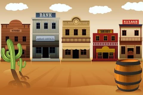 Old western town Stock Illustration