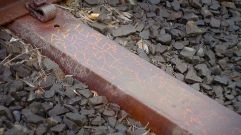 Old wet train track Stock Footage 119353232