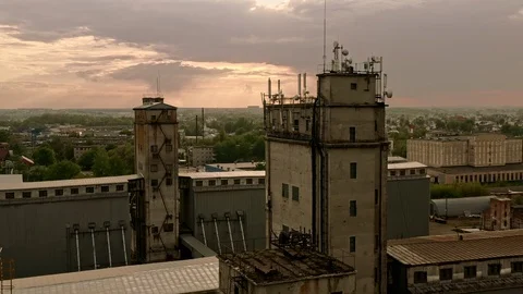 An old wheat elevator in sunset rays Stock Footage 112032099