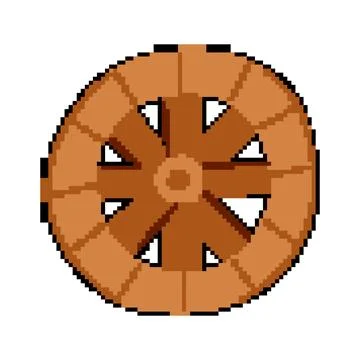 Old wheel ancient pixel art vector illustration Stock Illustration