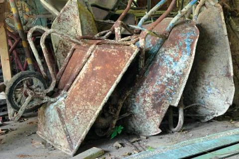 Old wheel barrows Stock Photos