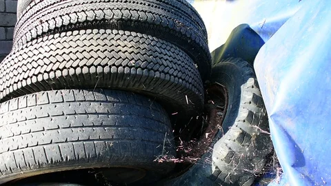 Old wheels, closeup Stock Footage 112923592