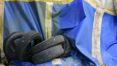 Old wheels fall Stock Footage 112923450