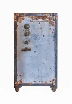 Old Wheled Safe box isolate on White Background Stock Photos