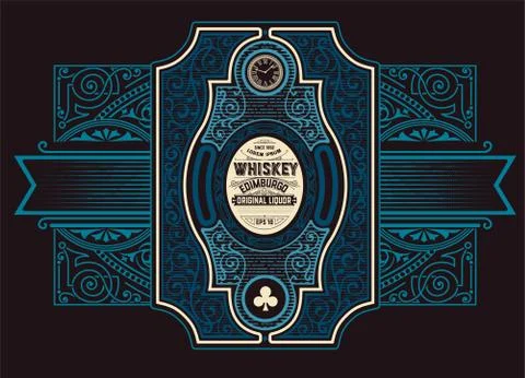 Old Whiskey label Illustrazione stock