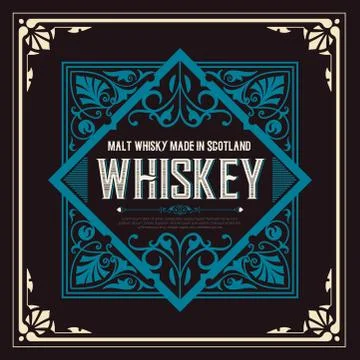 Old whiskey label. Illustrazione stock