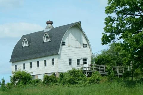 Old white barn Stock Photos