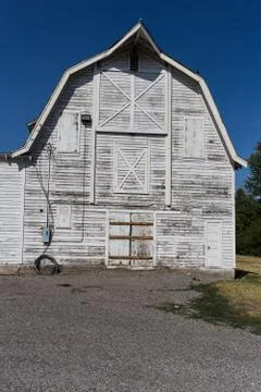 Old white barn Stock Photos