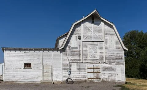Old white barn Stock Photos