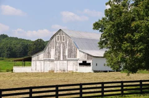 Old White Barn Stock Photos