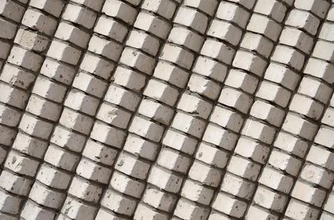 Old white brick wall, texture grunge background, bricks with sharp corners may Stock Photos