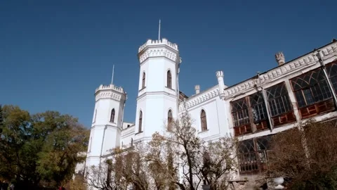 Old white castle in Ukraine Stock Footage 293185643