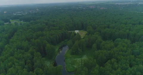 Old white house in the middle of the forest next to the pond Stock Footage 155761630