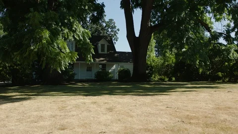 Old white house next to a tree in slow motion 2 Stock Footage 104269376
