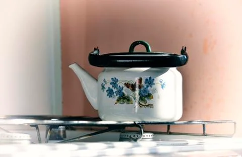 Old white kettle Stock Photos