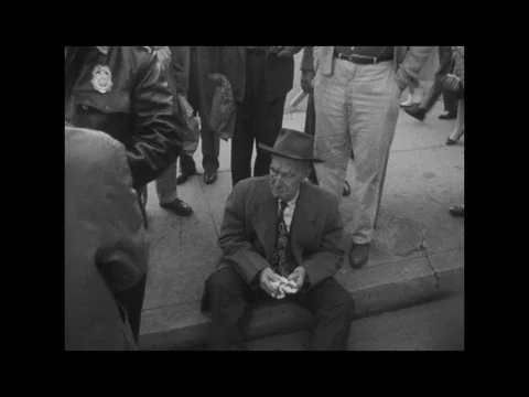 Old White Man Beaten Up Bloody Nose Police Car Rounds Street Corner Crime Cops Stock Footage
