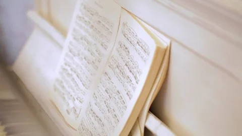 The old white piano with notes and flowers 스톡 동영상 73344713