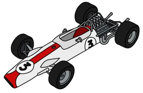 The old  white racecar Stock Illustration