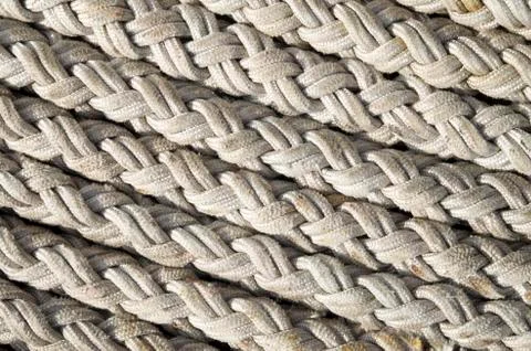 Old white ropes closeup Foto stock