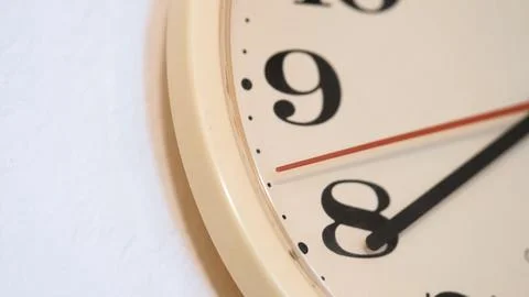 Old white still clock second hand object detail, macro shot, extreme closeu.. Stock Photos