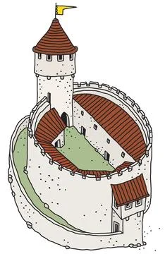 The old white stone castle Stock Illustration