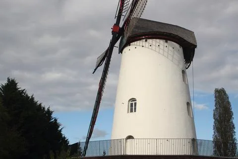 Old white windmill Stock Photos
