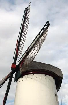 Old white windmill Stock Photos