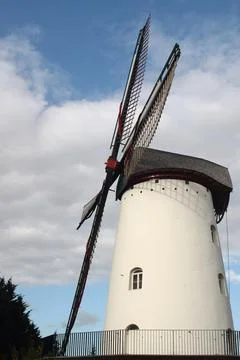 Old white windmill Stock Photos