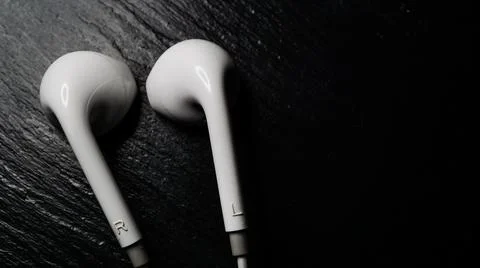 Old white wired headset Stock Photos