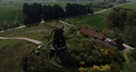 Old windmill from above Video stock 106879371